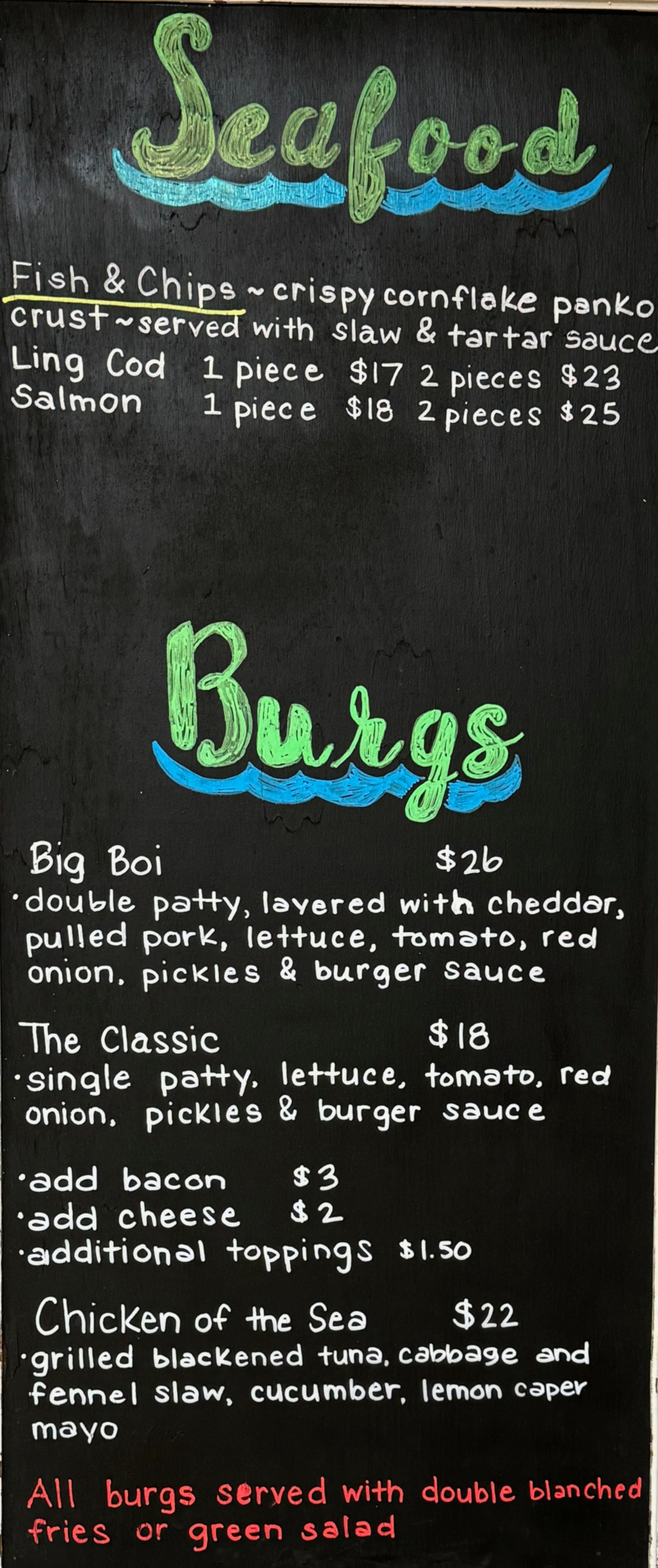 Ucluelet Restaurant Menu